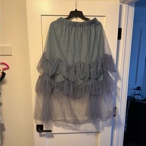 FREE PEOPLE Eva Franco Asymmetrical Blue Ruffled Skirt